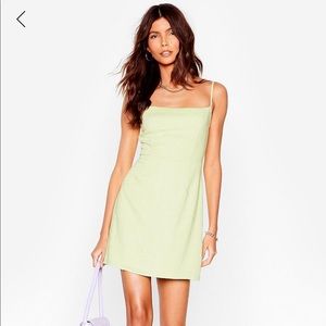 NASTY GAL One Mini Babe Square Linen Dress